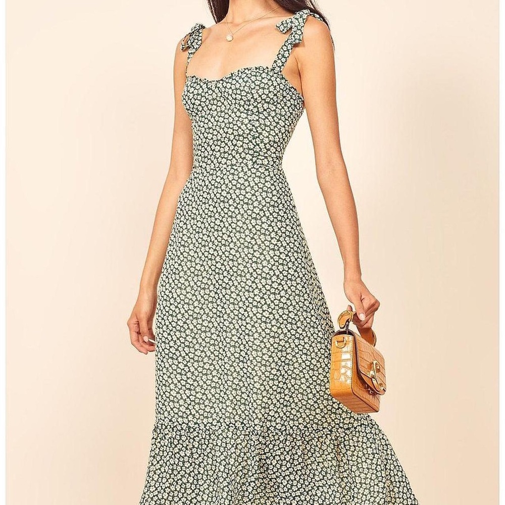 Reformation Nikita Floral Green Dress